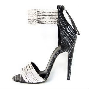 Pierre Hardy Real snakeskin high heel white and black sandals